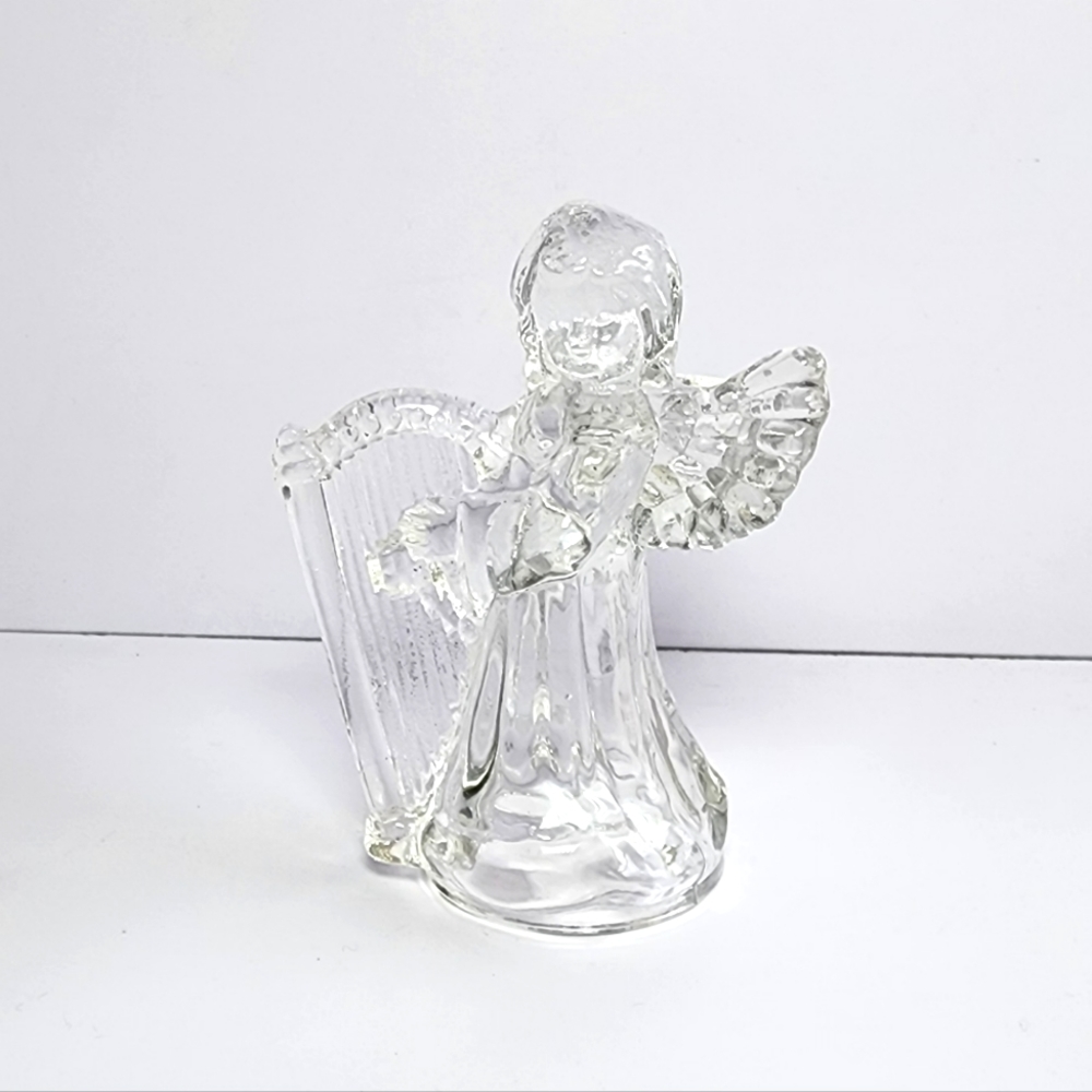 Vintage crystal angel candlestick holder
